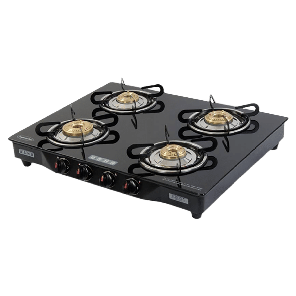 Buy USHA Ebony GS4001 Toughened Glass Top 4 Burner Automatic Gas Stove